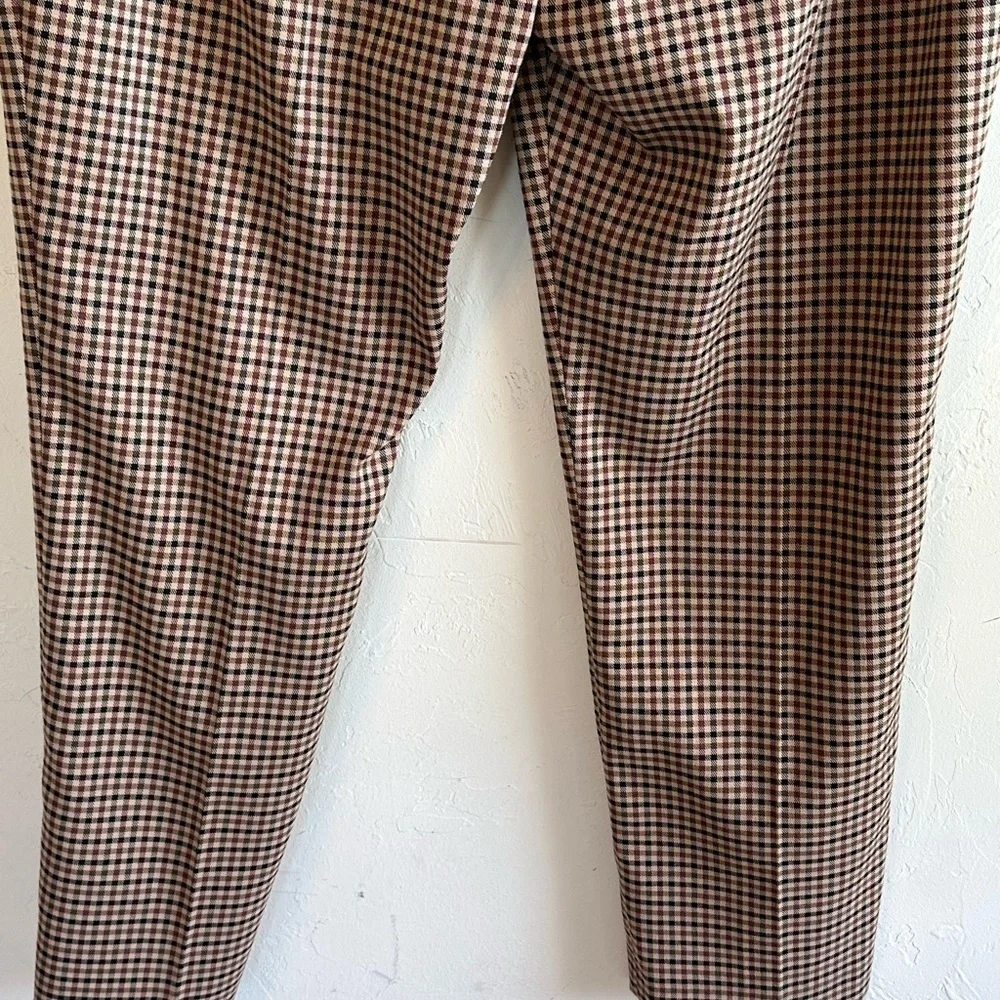 NWT Preston & York Brown Plaid Straight Leg Flattering Career Pants Sz 16